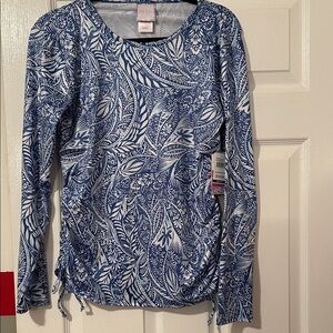 Blue Printed Long-Sleeve Tee by Liz Claiborne